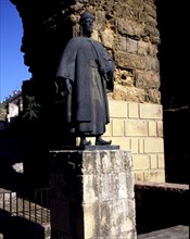 Monument in Cordoba with the statue of Ibn Hazm (994-1064), Arab writer born in Córdoba.