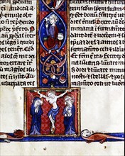 Biblia Sacra (Vetus et novum testament), end of a chapter with miniatures of a Pantocrator and a ?