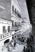 Revolution, 1889, the heads of the movement at Rio de Janeiro leading the Republic troops, engrav?
