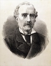Antonio de Bofarull i Broca (1821-1892), Catalan writer, engraving of 1876.