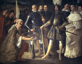 The Surrender of Seville' oil painting on canvas whit Fernando III 'El Santo' (1201-1252), king o?