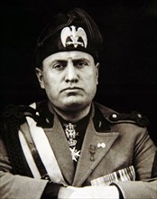 Benito Mussolini (1883-1949), Italian politician and dictator, reproduction of  a photo.
