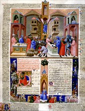 Market of the merchants, Miniature in the 'Codice Justiniano Institutiones Feodorum et Alia', ill?