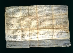 Donation of the castles Les Espases and Esparreguera to the seu of Vic, parchment document dated ?