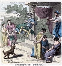 Ancient History. Greece. Greek domestic Games. German engraving, 1865.