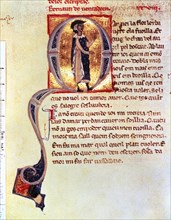 Miniature in which Bernat Ventadorn appears, 1125 - 1195, Provençal troubadour.