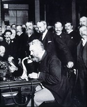 Alexander Graham Bell (USA, 1847-1922), engineer. Opening the phone line from New York to Chicago?