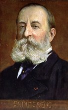 Camille Saint-Saens (1835-1921), French composer, engraved postcard of his age.
