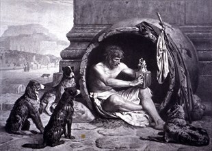 Diogenes 'the Cynic' (413-327 a.BC), Greek philosopher, engraving of 1880.