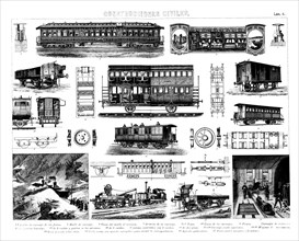 Civil constructions, different types of train cars, joining systems, brakes and wheels, engraving?