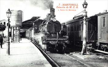 Passengers train in the Martorell station, 1910.
