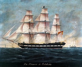 Merchant frigate named 'La Primera de Catalunya', beginning of 19th century.