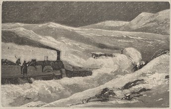 Train blocked by snow in the Guadarrama pass in winter 1874, engraving of the time.