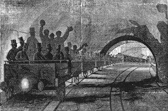London Underground Railroad. Scene from the 1868 inauguration.
