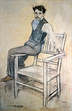 Portrait of Eduardo Marquina y Angulo (1879 - 1946). Spanish writer, charcoal drawing by Ramon Ca?