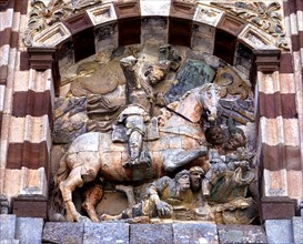 Equestrian figure on the façade of the Monastery of San Pedro de Cardena, Trappist abbey located ?