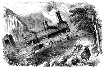 Machine locomotive with a snail, invented by engineer Grassi, to climb steep slopes, engraving fr?