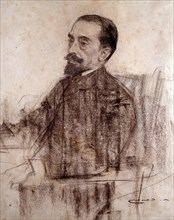 Juan Maragall (1860-1911), Catalan writer, charcoal portrait by Ramon Casas.