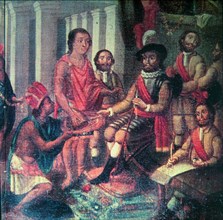 Hernán Cortés, Marques del Valle de Oaxaca representing Spain at the Indians in the conquest of A?