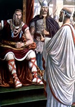 Alarico I (370-410), Visigoth king, Alaric receiving the ambassadors Romans.