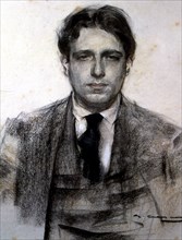 Portrait of Eugeni d'Ors i Rovira (1882-1954), Spanish essayist, charcoal drawing by Ramon Casas.