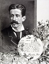 Leopoldo Cano (1844-1934) Spanish writer, engraving by A. Riquer in Ilustración Artistica de Barc?