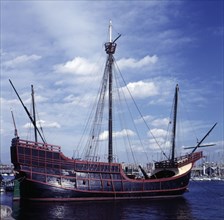 Reproduction of the Santa Maria ship with which Christopher Columbus made ??the voyage to America.