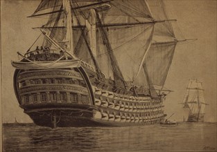 The ship Santa Ana, the Spanish boat fleet at the Battle of Trafalgar (21 - 10-1805), under comma?