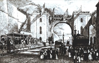 Opening of the line from Liverpool to Manchester, September 15, 1830, with a Rocket machine, firs?