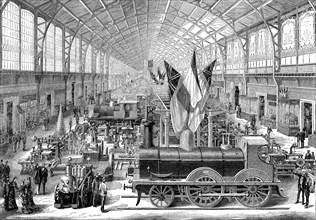 Paris Universal Exhibition in 1878, railway machinery room of English manufacture, Hall of the Ca?