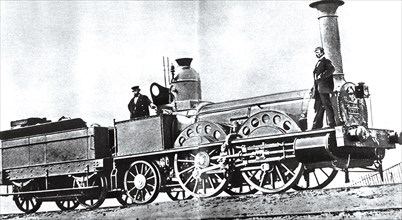 One of the first railway machines, manufactured in Britain, had a speed of 55 kilometers per hour.