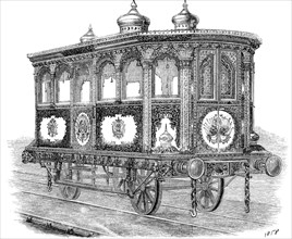 Luxury rail car built for the Viceroy of Egypt, engraving 1858.