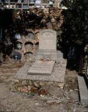 Tomb at Montjuic cemetery of Isaac Albéniz (1860-1909), Spanish composer and pianist.