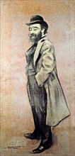 Portrait of Eliseo Meifren, Spanish painter. Charcoal drawing by Ramon Casas.