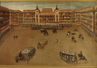 The Plaza Mayor of Madrid during a royal bullfighting party', 1664.