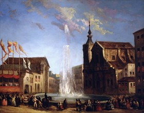The Lozoya water supply to the fountain of San Bernardo Street', 1858, oil by Eugenio Lucas Veláz?