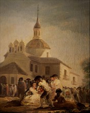 The Hermitage of San Isidro in Madrid', 1788, detail oil by Goya.