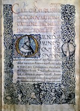 The conspiracy of Catiline, by Gaius Salustio Crispus, illuminated cover in a 15th century codex,?