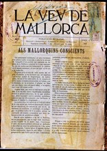 Cover of 'La Veu de Mallorca', Year 1, No. 1, 1917.