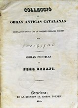 Cover of the book 'Poetic Works (Book first of loves)' by Pere Serafí, printed in Barcelona in 18?