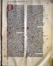 Page of parchment 'Summa Theologica' by St. Thomas Aquinas, possibly copied in France, before 1323.