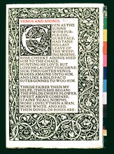 Cover of the poems of Shakespeare 'Venus and Adonis', published in 1593.