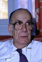 Camilo Jose Cela (1916-2002), Spanish writer and Nobel Prize of Literature, portrait, 1989.
