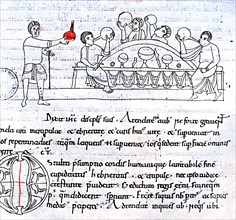 Manuscript called 'Homiliari de Beda', representing the 'Canaan Weddings'.