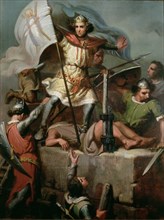 Ramon Berenguer III the Great (1082 - 1131) nailing the flag of Barcelona in the tower of the Fos?