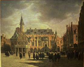 View of City Hall in Market Square of Haarlem, oil, 1671.