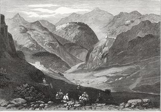 British-Afghan war, view of the Khyber Pass on the Afghan border with India.