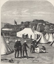 Afghan-British War, British military camp in Kabul, near the pass of Khiyber, drawing by Major Ca?