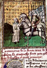 Expedition of Godfrey of Bouillon (1061-1100) to the Holy Land, Miniature in 'From the creation o?