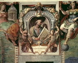 Amerigo Vespucci (1454-1512), Italian geographer and navigator, portrait in the Hall of the Palaz?